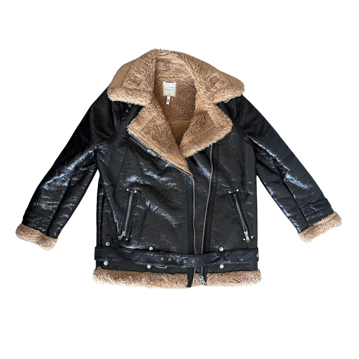 Leather Avec Les Filles Sherpa Jacket