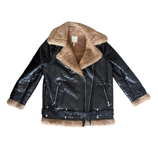 Leather Avec Les Filles Sherpa Jacket